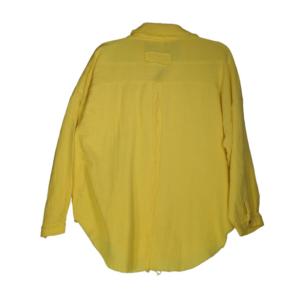 Yellow Jacket Womens Large  Pocket 100% Cotton Factory Frayed Hems Button Front - Picture 7 of 10